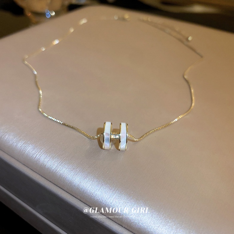 Luxury Shell Gem Letter H Pendant Necklace Clavicle Chain Fashion ...