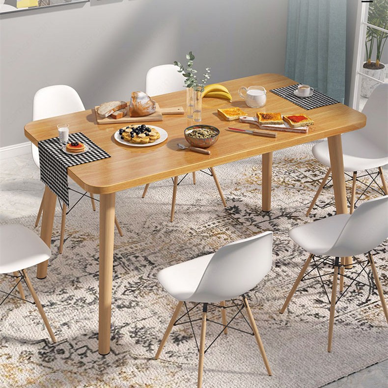 Solid wood dining table simple household small apartment rectangular ...