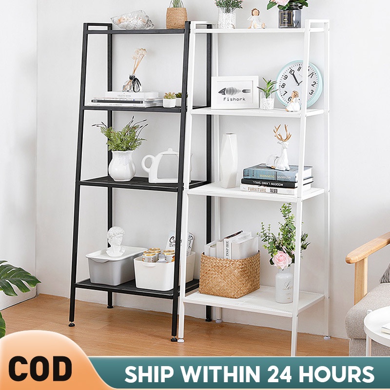 Book Shelf Metal shelf 4 Layer Storage LERBERG Style Organizer Rack ...