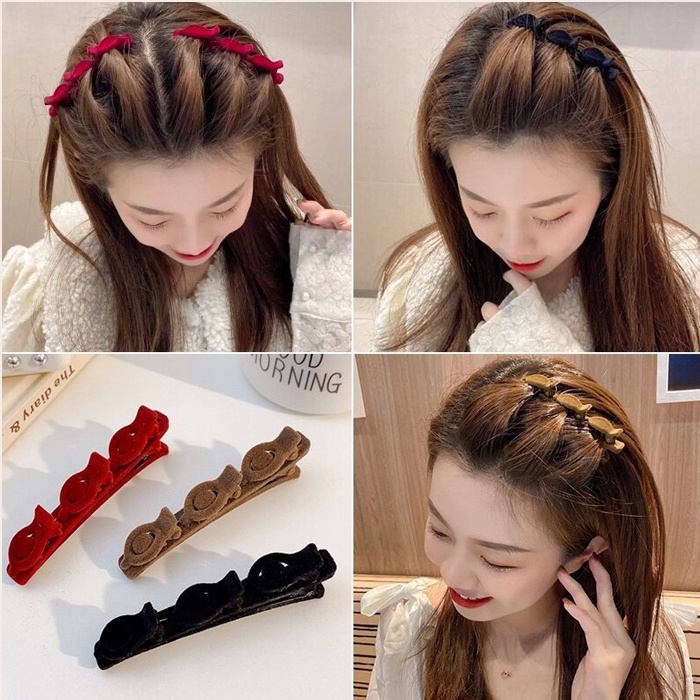 New Korean Hair Clips Braided Hairpins Flocking Side Braid Artifacts ...
