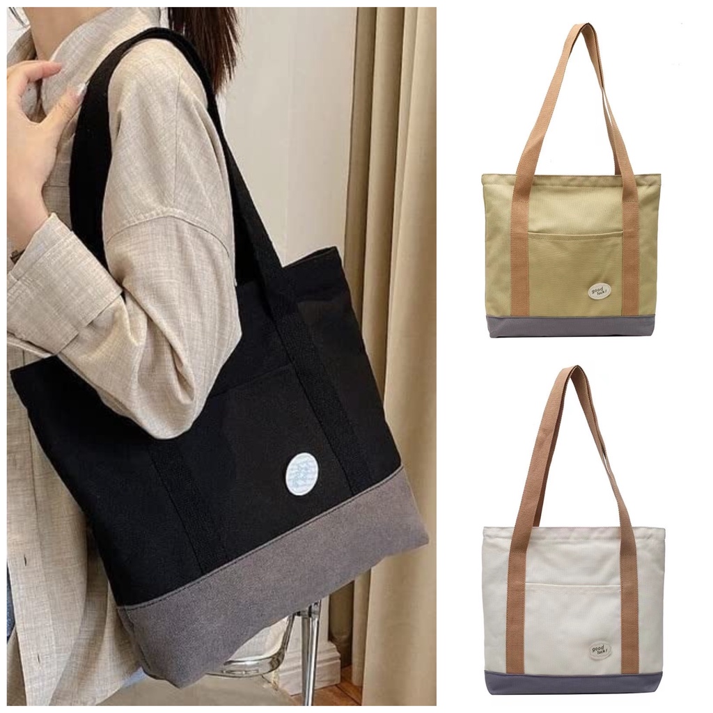 Korean New Canvas Handbag Shoulder Bags Corduroy Tote Bag With Pocket