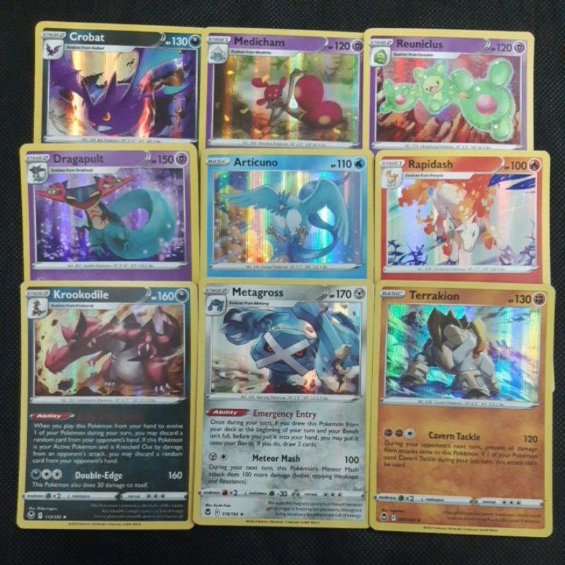 Pokemon Card TCG: Silver Tempest: Crobat/ Articuno/ Rapidash/ Metagross ...