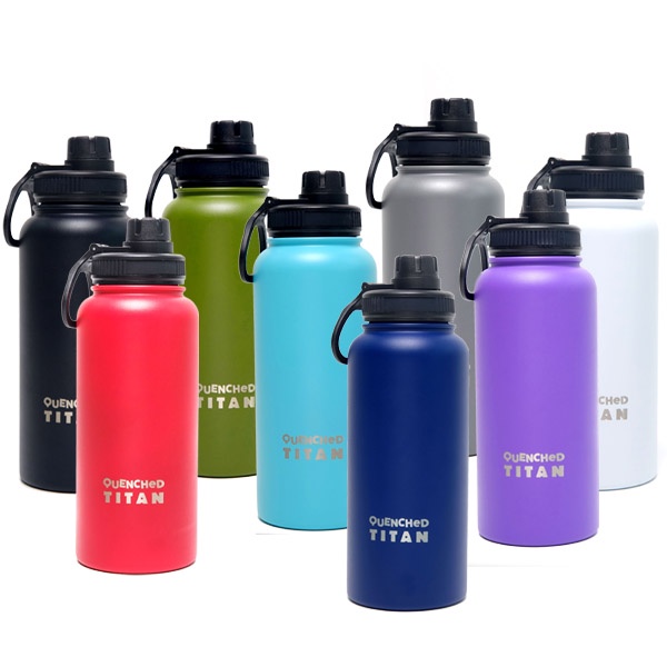 QUENCHeD Titan Aqua Water Bottle Flask Klean Double Wall Insulated ...