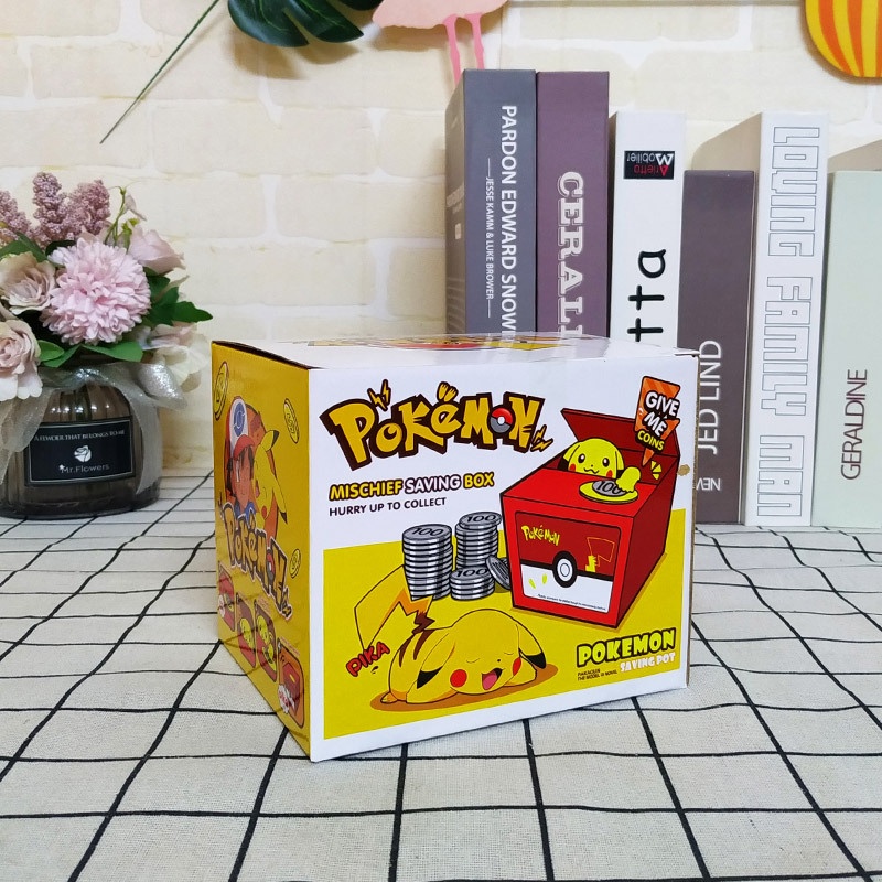 Pokemon Piggy Bank Action Anime Character Pikachu Stealing Coins Saving ...