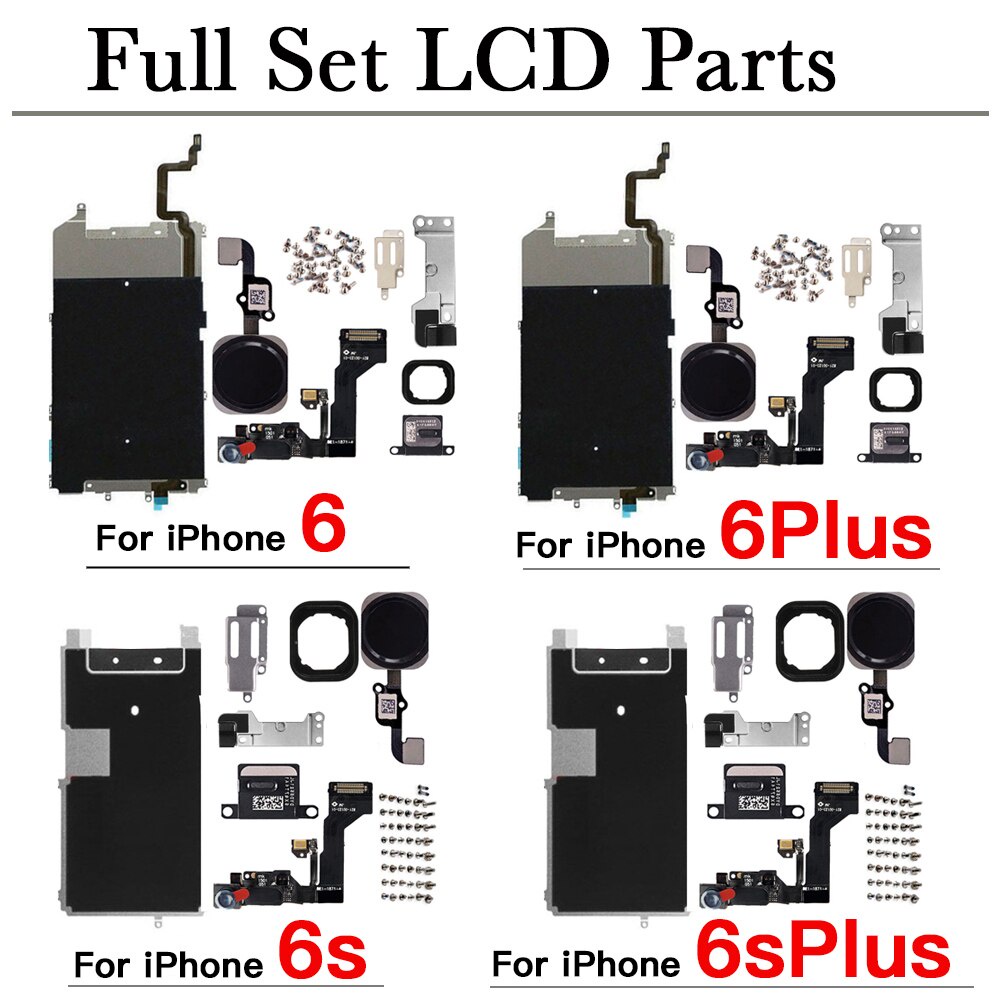 Full Set LCD Parts For iPhone 6 6P 6s Plus Home Button Front Camera