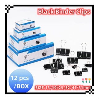 Mr. Pen- Binder Clips, 100 pc, Assorted Sizes, Black, Paper Binder Clips,  Paper Clamps Assorted Sizes, Black Clips for Paper, Black Binder Clips