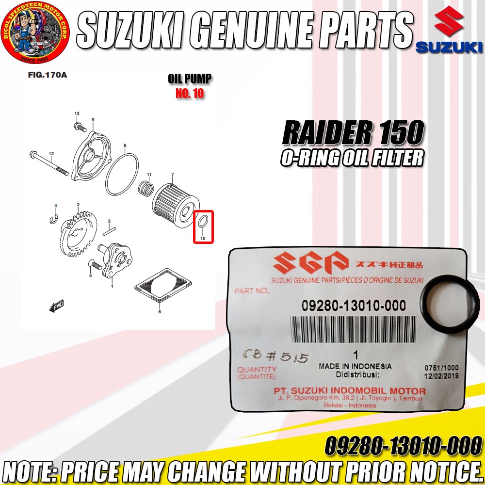 O Ring Oil Filter Raider 150smashshooter Sgp Genuine 09280 13010 000 Shopee Philippines 5150