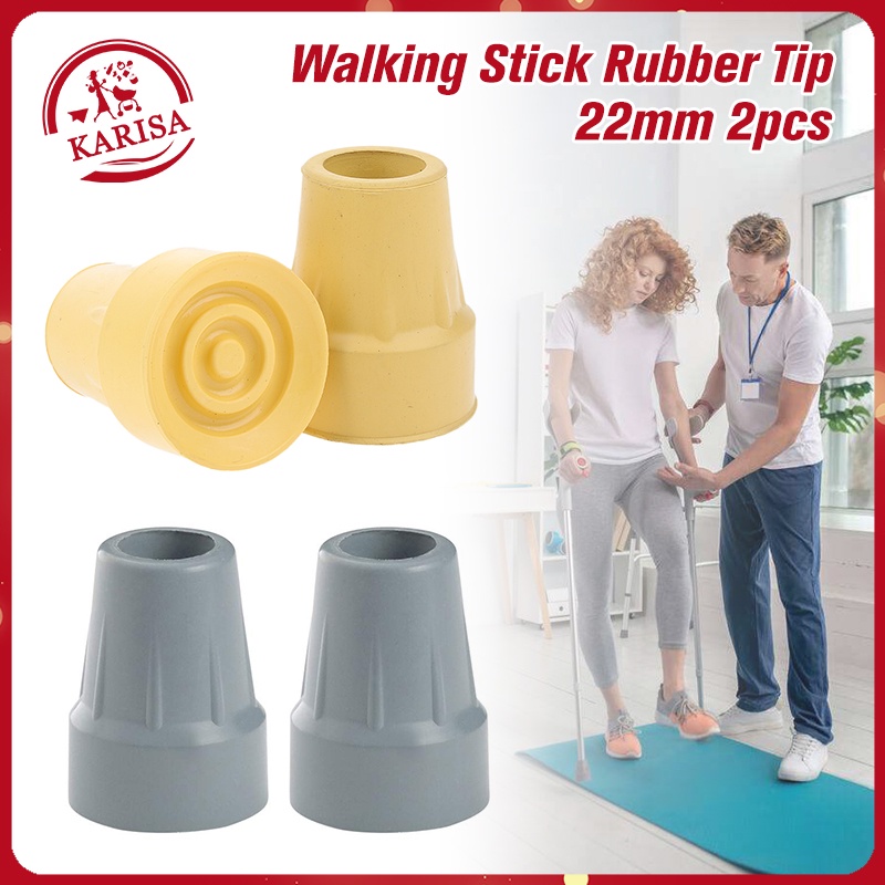 2 Pieces Rubber Cane Tip Anti-skid Walking Stick Tips For Hiking Poles ...