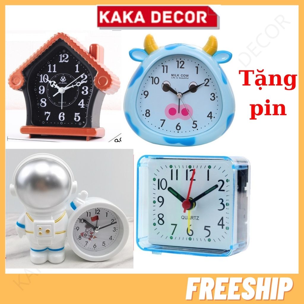 Alarm clock with many models of dairy cows, roofs, astronauts, cute ...