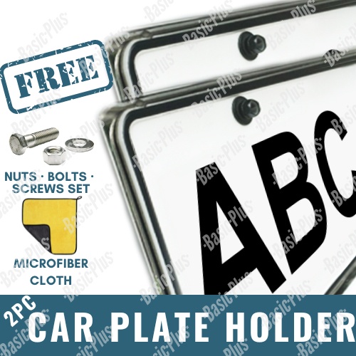2pc STAINLESS STEEL CAR PLATE HOLDER / plate number holder protector
