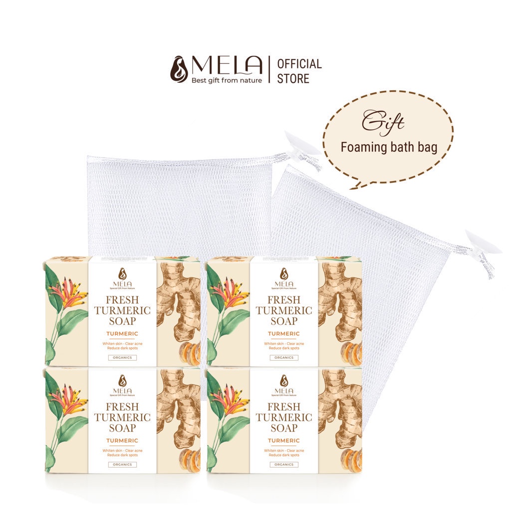 Combo 4 Soaps MELA Natural Turmeric, Soap For back Acne 100g Shopee
