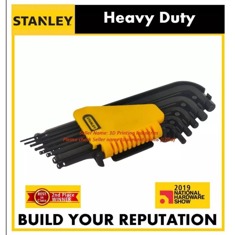 STANLEY 69-257 12 PIECE BALL HEX KEY SET Ball Type Allen Wrench Long ...