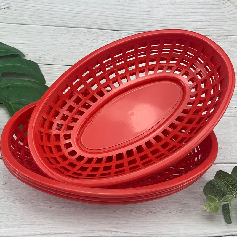 Food Tray Basket Plastic Ellipse Shape Restaurant Fast Food Serving