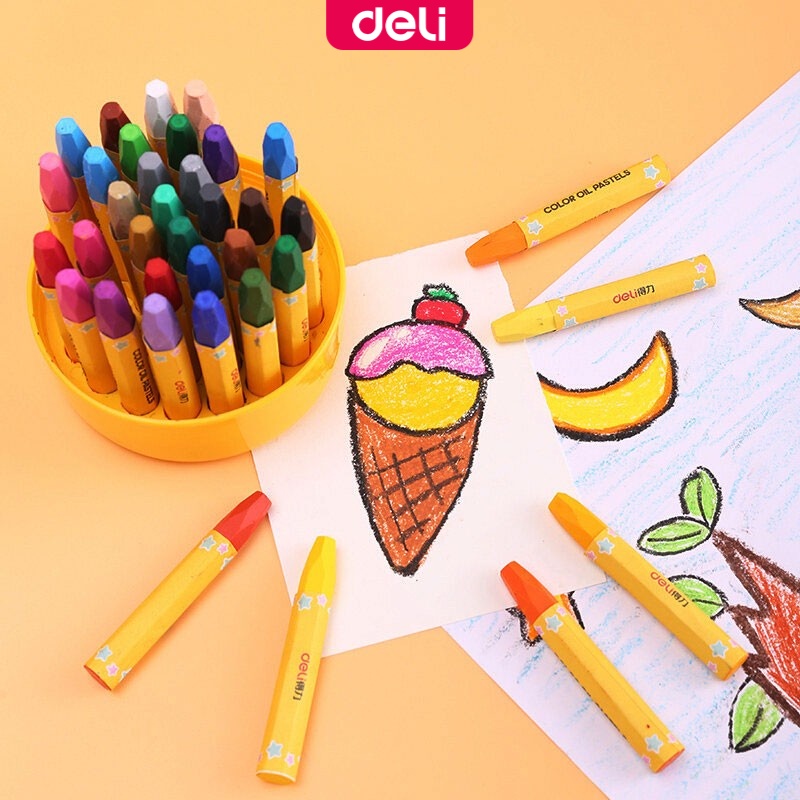 Deli 12/24Colors Oil Pastel Non-Toxic Generic Crayons Art Coloring Pen ...