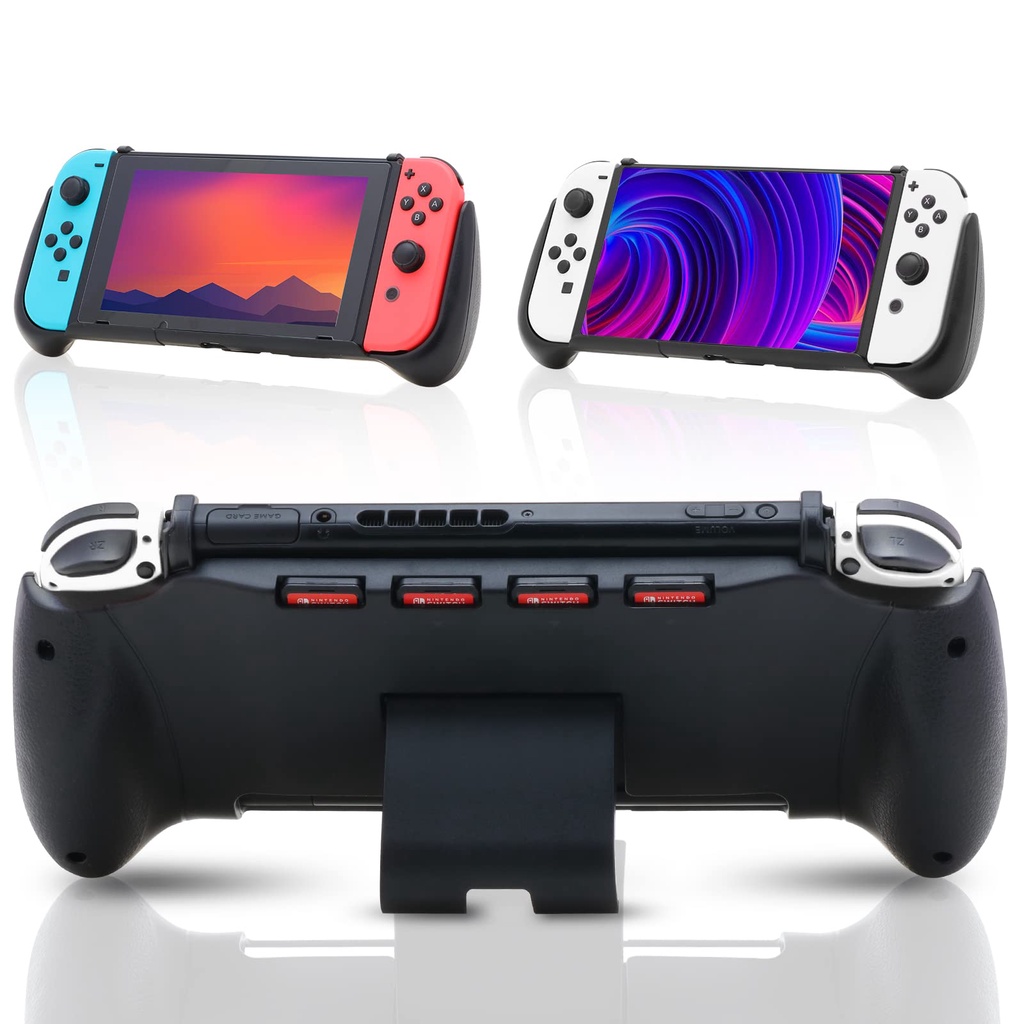 Grip for Nintendo Switch OLED, Comfortable and Ergonomic Gaming Portable  Protective Handheld Grip, Accessories for Switch 2021 with Game Storage and 