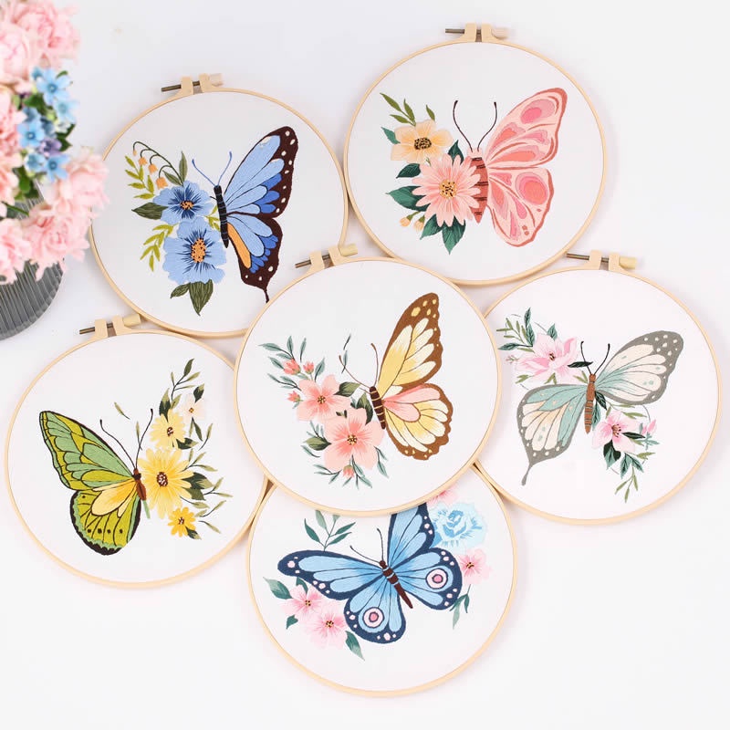 [HEPU] Embroidery material kit Butterfly pattern Semi-finished kit ...