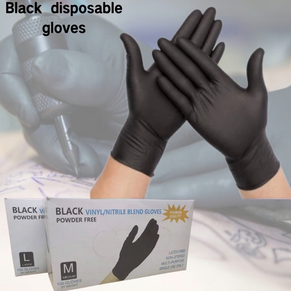 100pcs / box disposable gloves Black vinyl nitrile Blend Food Grade