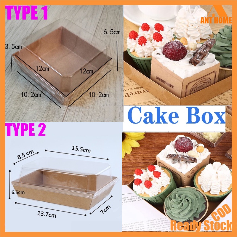 AntHome 4Inch Kraft Box Square Mini Cake Paper Box Food Box Packaging