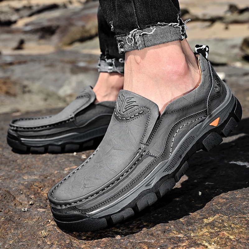 Ready Stock Men s Cowhide Loafers Hiking Shoes Rubber Soft Soles Breathable Climbing Shoes Men Leather Sports Beach Shoes Male Casual Shoes Men Genuine Leather Shoes Loafer Shopee Philippines