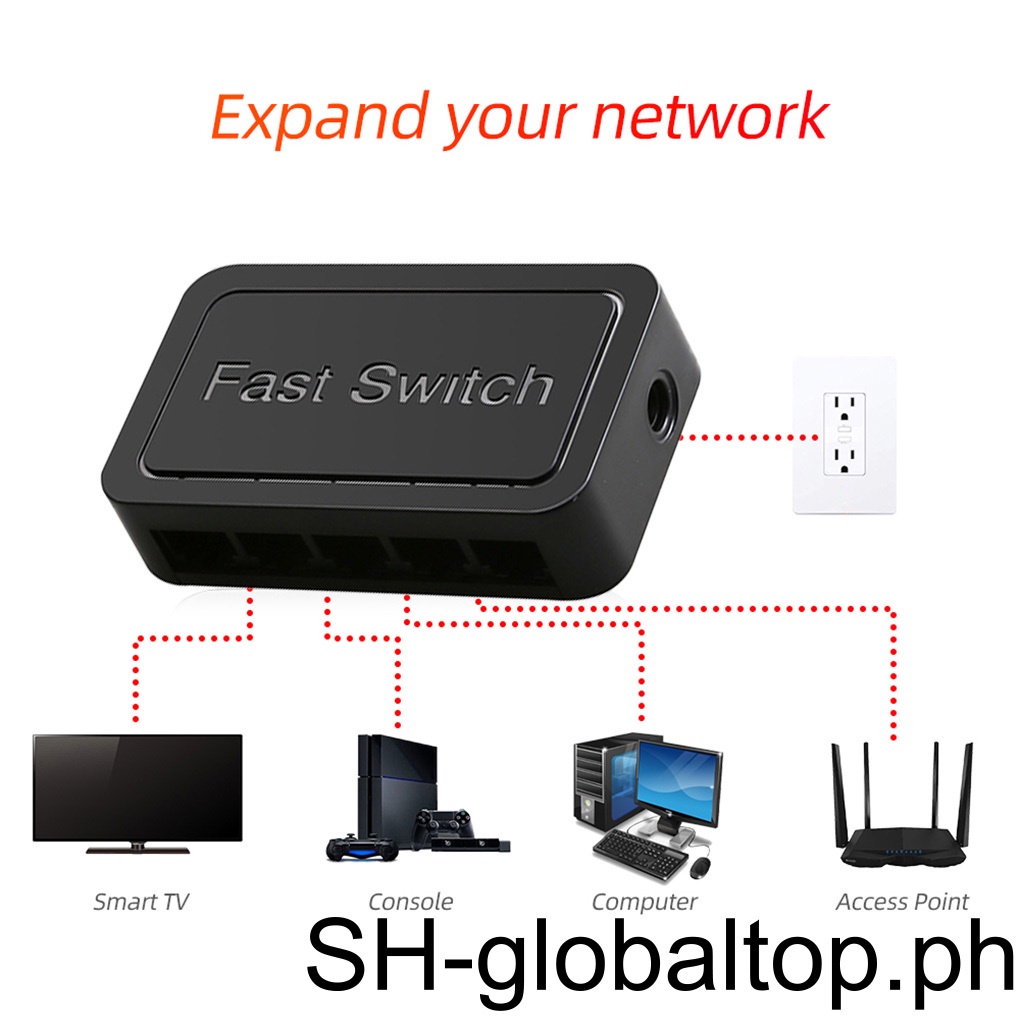 5 Ports Mini Network Switch Desktop PC Laptop Internet Switching Hub 10 ...