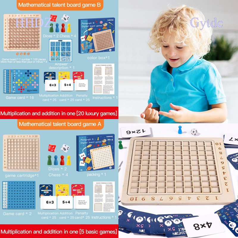 Gytde 2 in1 wooden multiplication and addition table Board,easy Maths ...