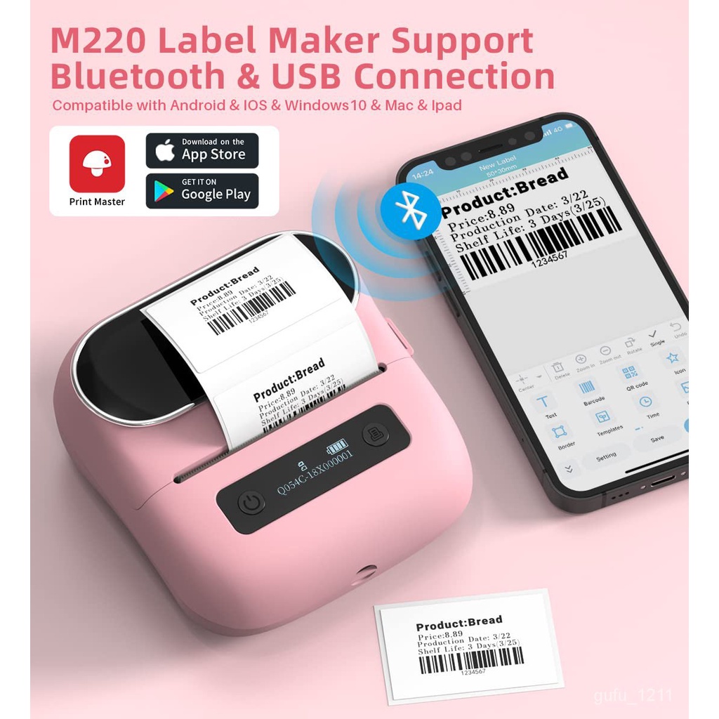 Phomemo M220 Label Printer Label Maker Mini Barcode Label Printer
