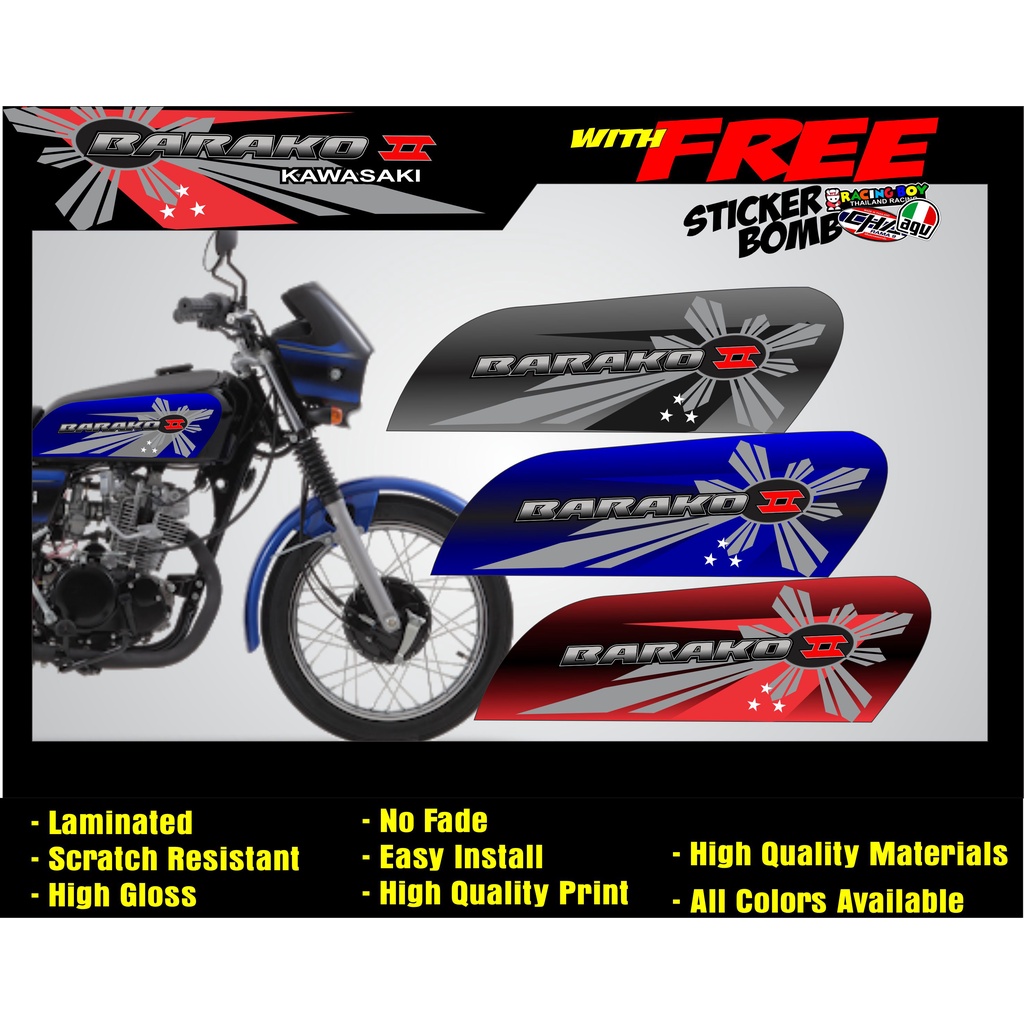 BARAKO 175 KAWASAKI GAS TANK STOCK STICKER DECALS DURABLE AND HIGH ...