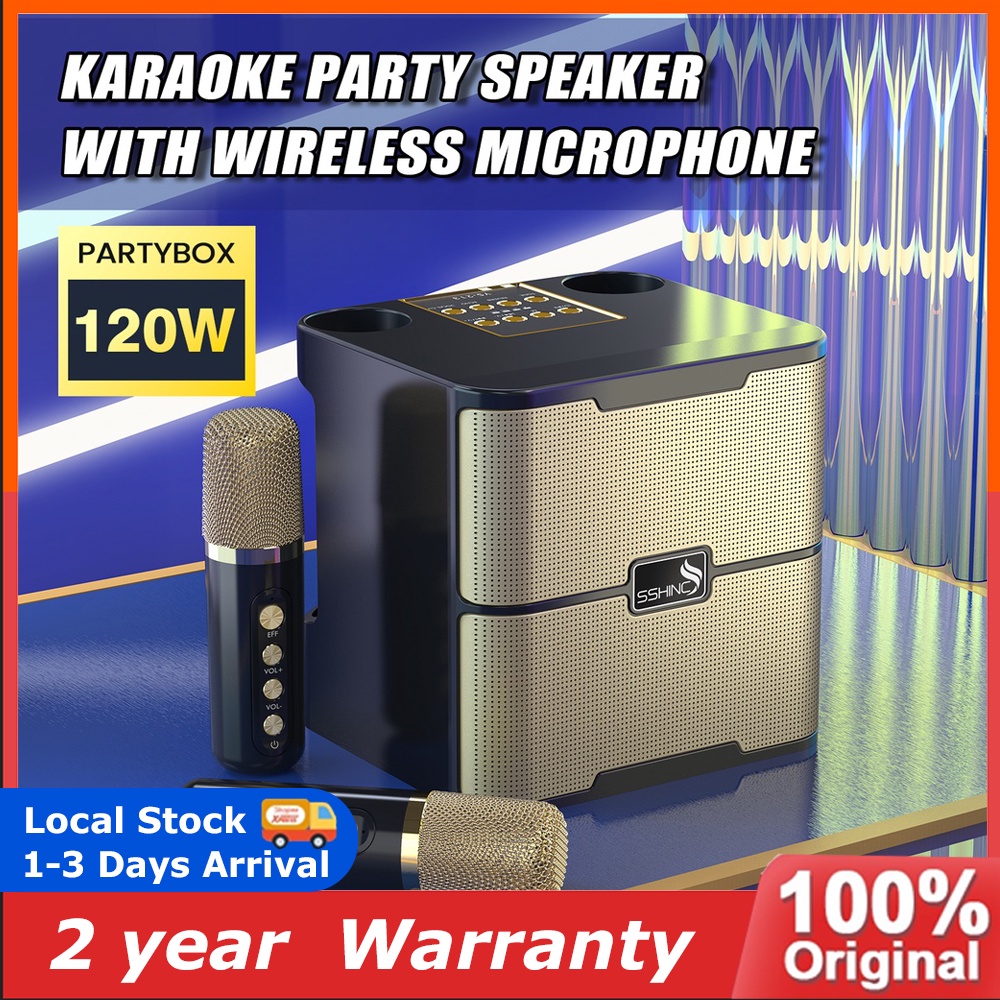 【on hand】 Bluetooth Speaker Dual Microphone Wireless Bluetooth Karaoke ...