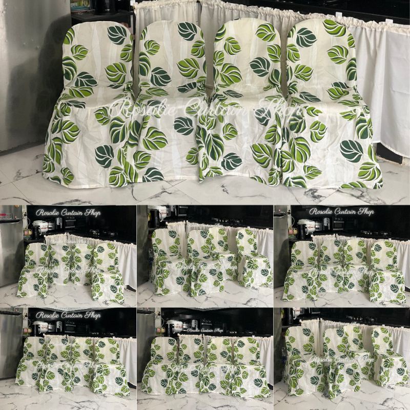 Green Leaves Design Monoblock Chair Cover Shopee Philippines