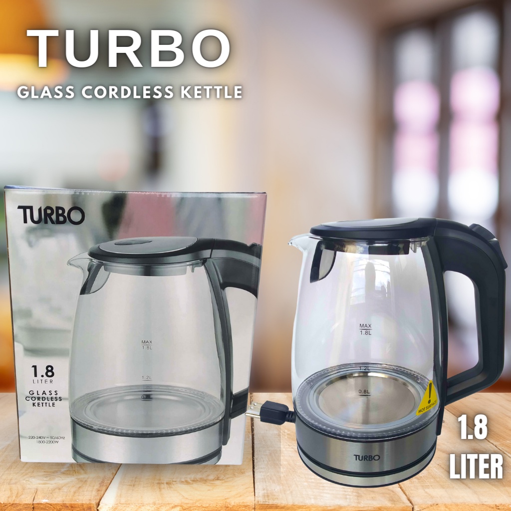 Turbo Glass Cordless Electric Kettle 1.8 Liter | Shopee Philippines