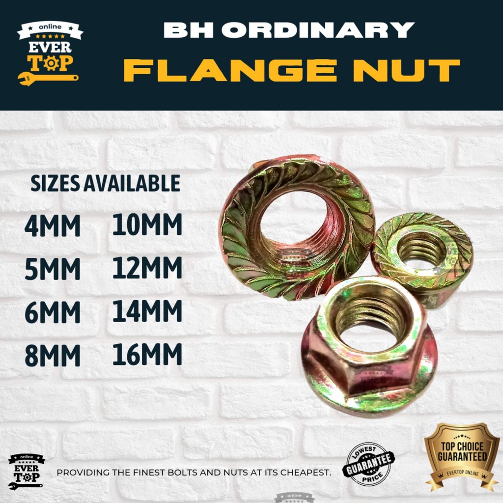 FLANGE NUT 4mm 5mm 6mm 8mm 10mm 12mm 14mm 16mm | HEXAGONAL FLANGE NUT ...