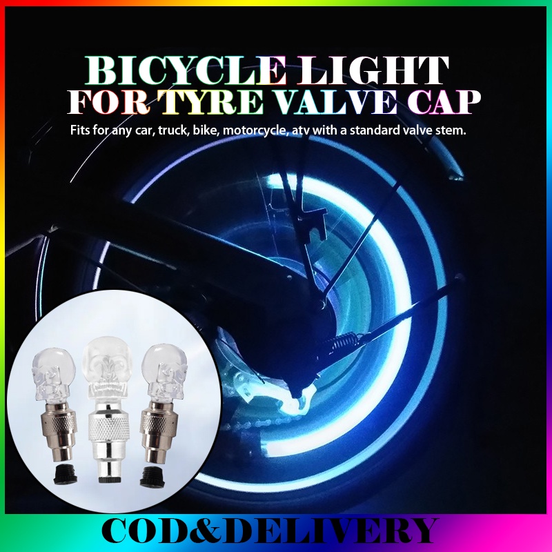 WD skull bike with signal tail Back light for tyre valve cap led bike