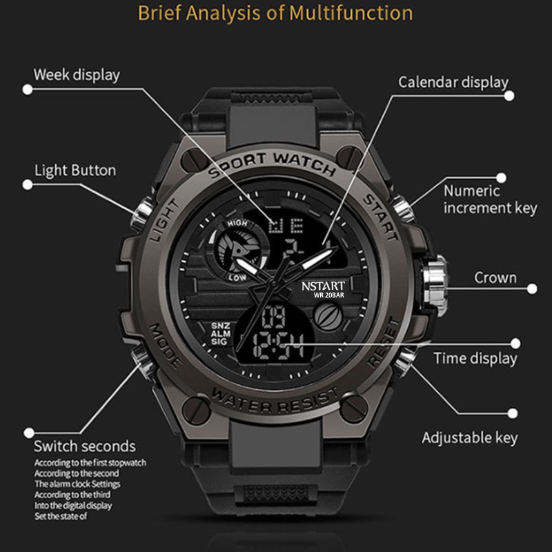 NSTART Men s Watch Exquisite Waterproof Quartz LED Band Multifunction Swimming Watch SANDA Shopee Philippines
