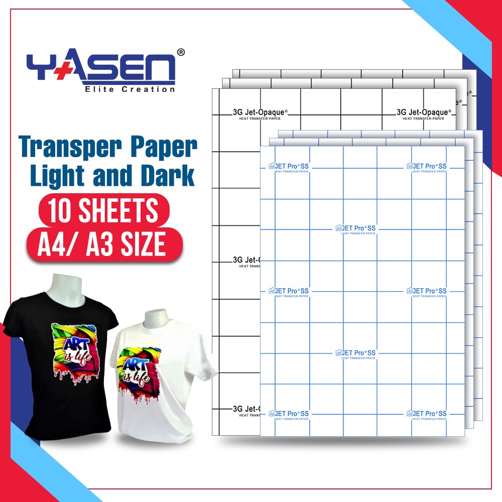 Transfer Paper A4/A3 Light and Dark (10 Sheets/Pack) 3G Jet Opaque Dark