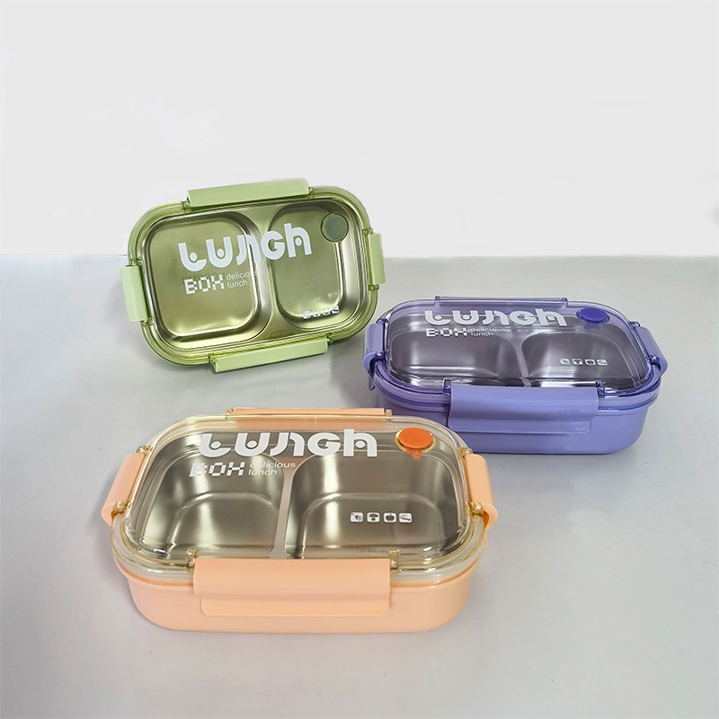 Korean Student office worker's stainless steel lunch box Simple three