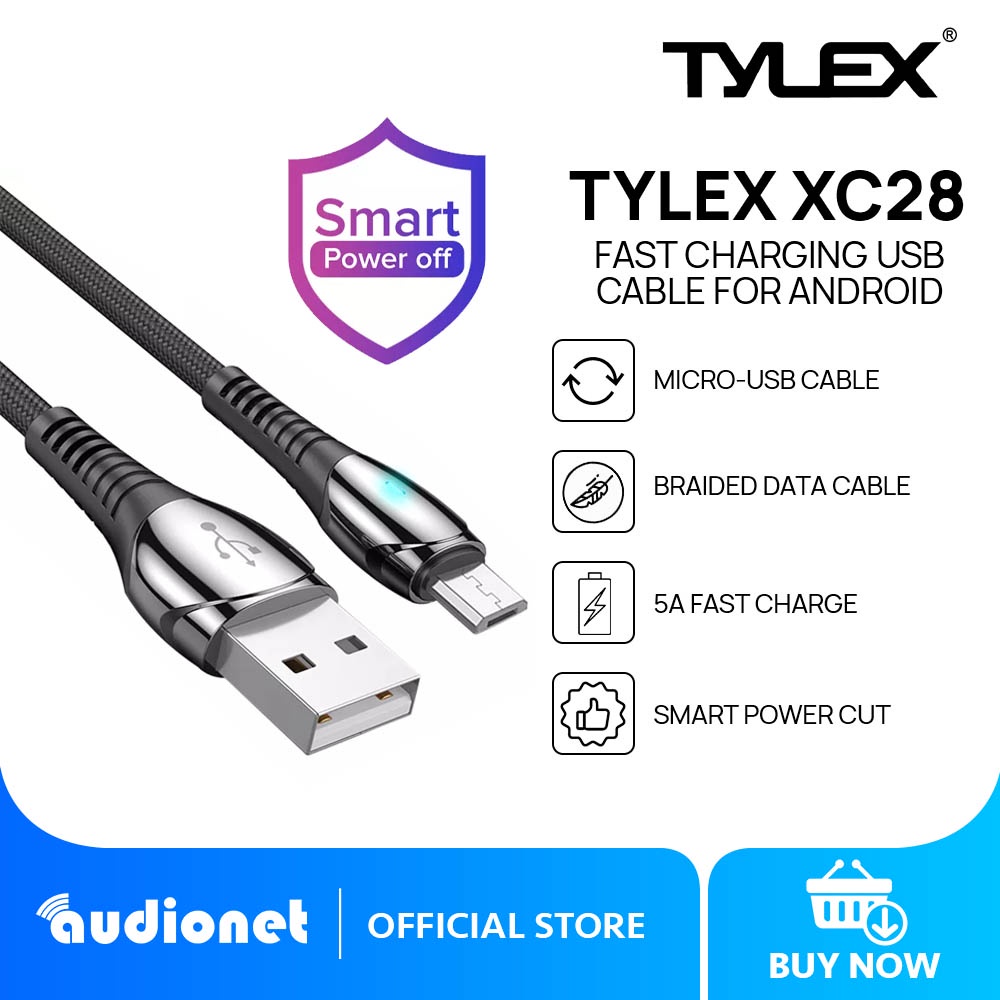TYLEX XC28 5A Fast Charging Data Cable Smart Power Cut Braided Android ...