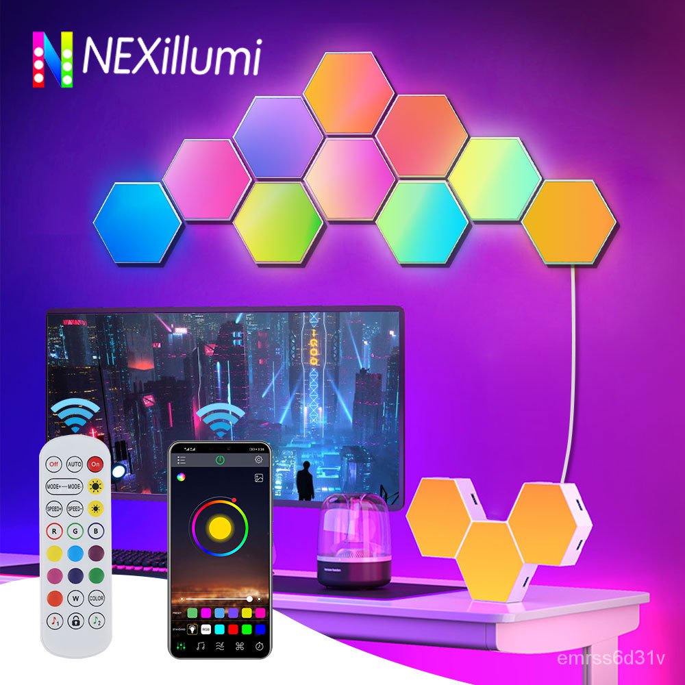 LED Hexagon Light, Smart Hexagon Wall Light App and Remote Control, LED