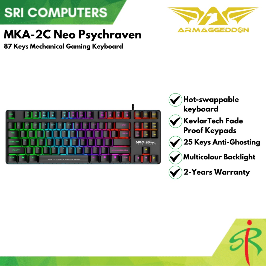 [2-YEARS WARRANTY] Armaggeddon MKA-2C Neo Psychraven 87 Keys Mechanical ...