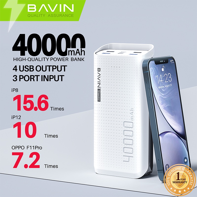 BAVIN PC077 40000mAh Original Battery Capacity Powerbank Fast Charging  Multiple Input & USB Output | Shopee Philippines