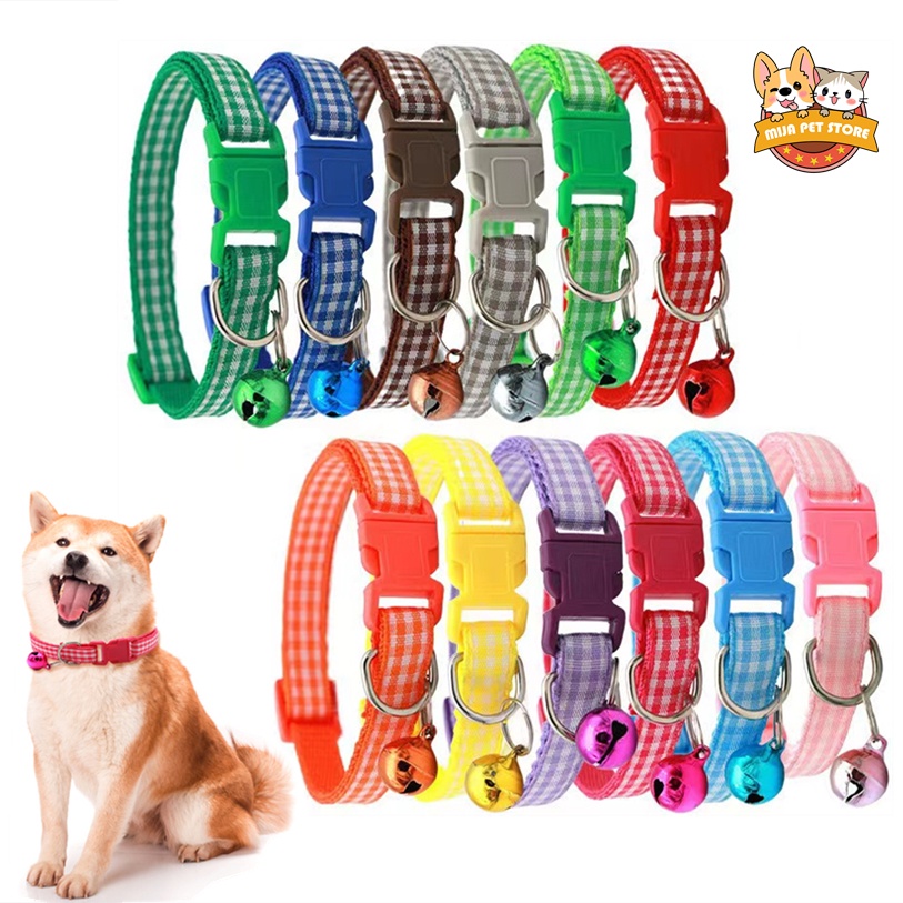 Pet Collar Dog Cat collar Pet cute grid pattern bell collar pet