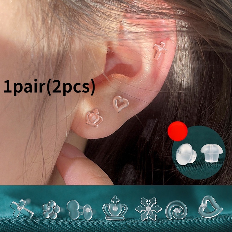 Anti Allergy Anti Blocking Soft Resin Transparent Small Ear Stud Shopee Philippines