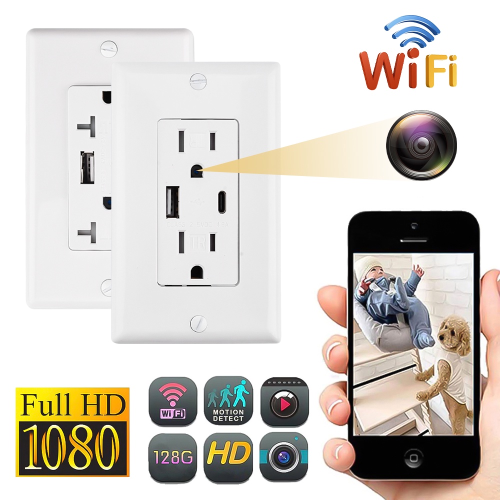 Wireless WiFi Socket Security Camera Smart Home Dome Hidden Cameras