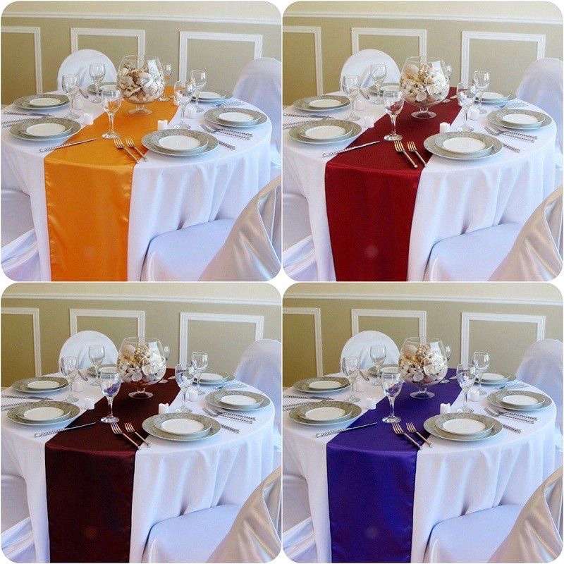 30x275cm Satin Table Runner Cloth Wedding Party Hotel Venue Decor
