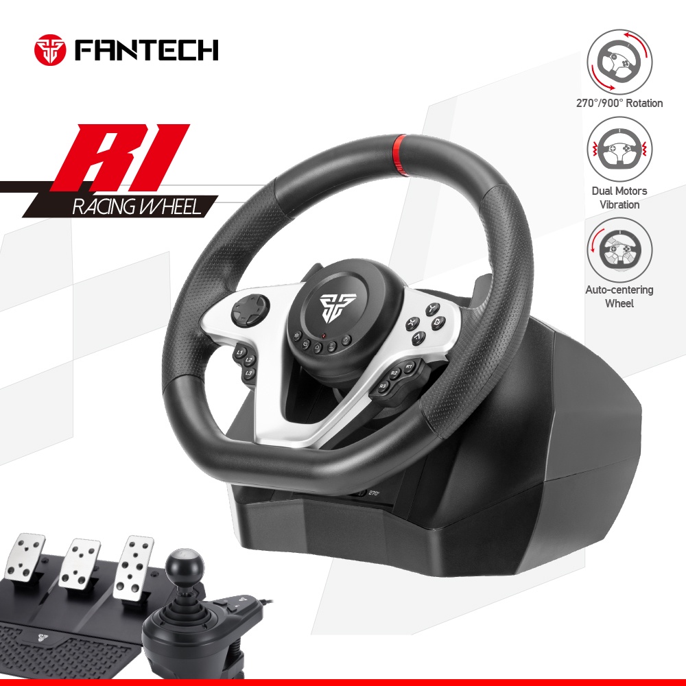 Fantech R1 Racing Steering Wheel Gamepad Controller 3 Pedals PC XBOX