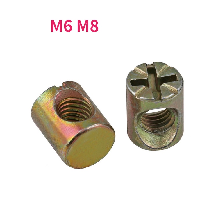 M6 M8 Barrel Bolts Cross Dowel Slotted Fittings For Beds Crib Chairs