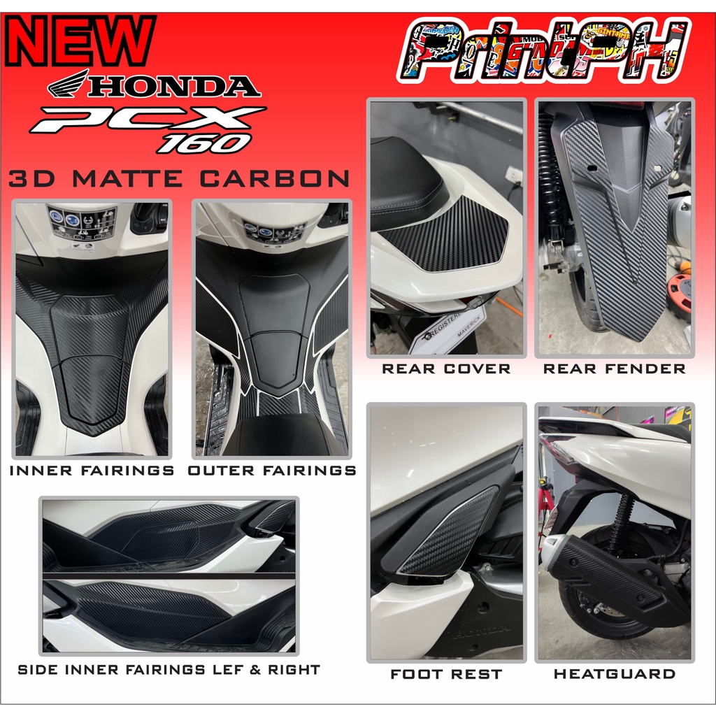 Pcx 160 3D Carbon Fiber Accent Decals Sticker (PRINT PH) | Shopee ...