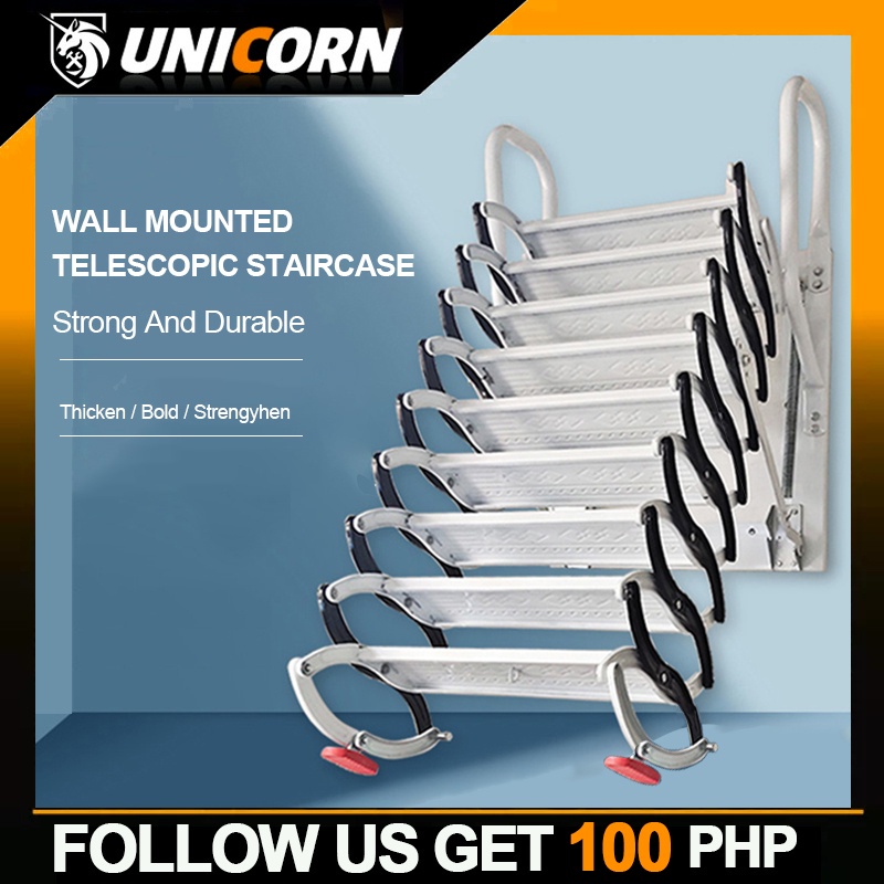 Attic Telescopic Ladder 3.5M Lifting Wall Mounted Retractable Staircase ...