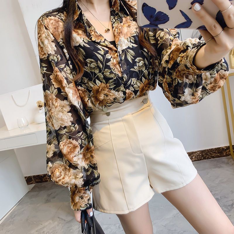 Sweet And Fresh Loose Lapel Lantern Sleeve Shirt
