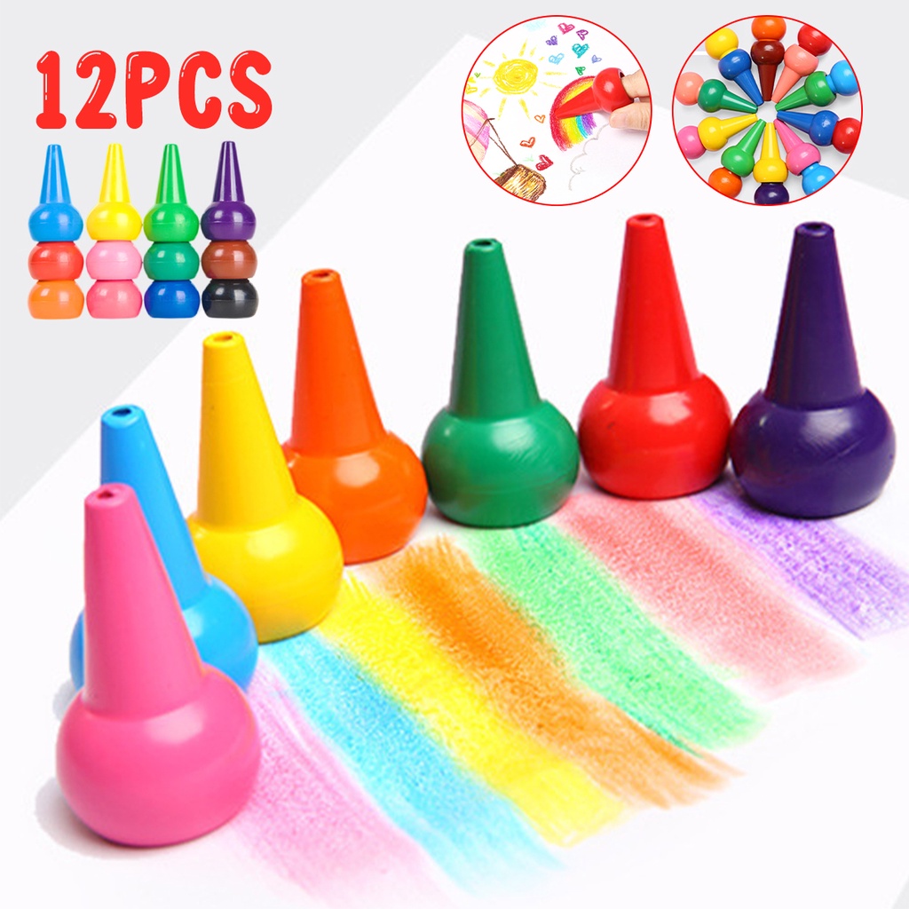 12 Colors Finger Crayons Safe Non-Toxic Crayons for Kids Washable Palm ...