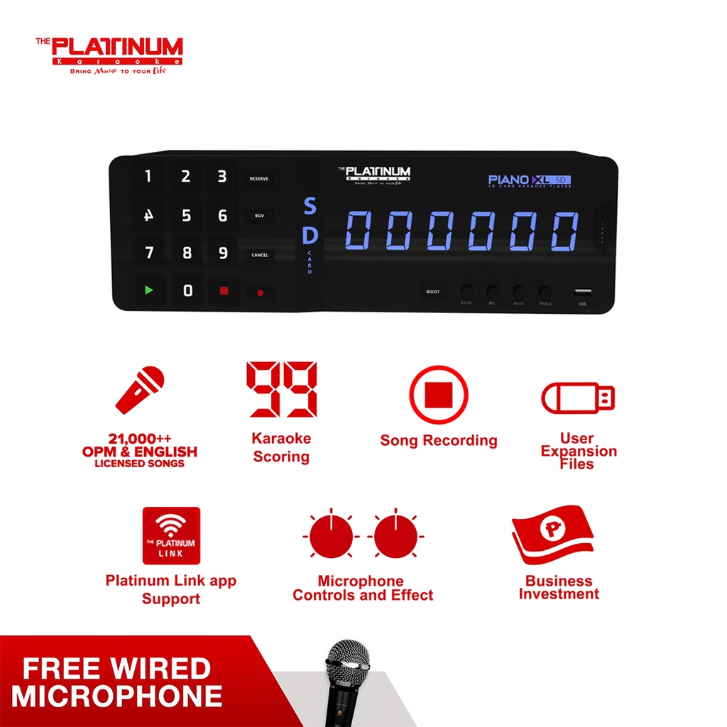 Platinum Karaoke Piano XL SD Player with 21,000++ Songs and Free Wired